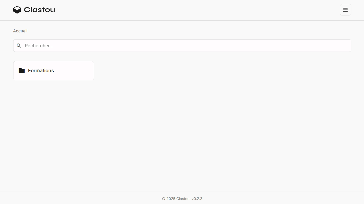 Interface animée de l'application Clastou