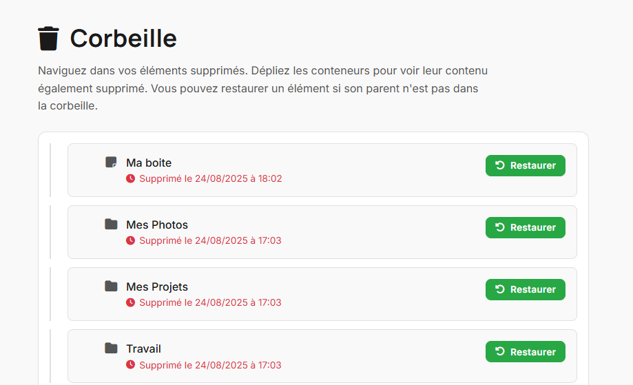 Timeline de l'historique des versions